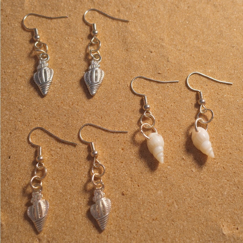 Shiny Seashell Earrings (Set of 3)